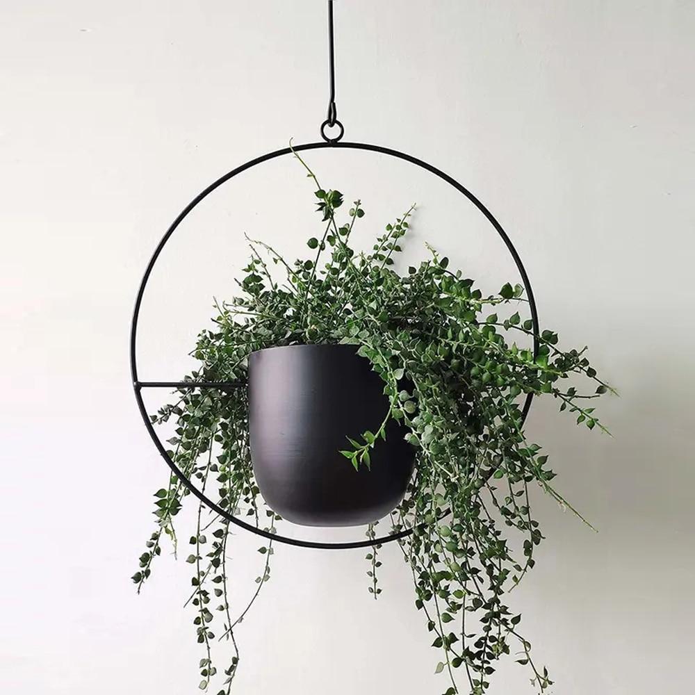Hanging Plant Holder with Geometric Frame – Modern Wall or Ceiling Mount for Indoor Plants