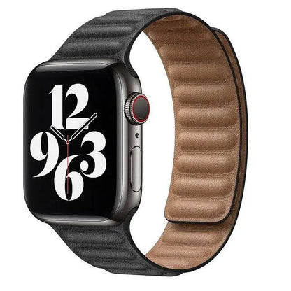 Leather Magnetic Loop Strap for Smart Watch – Adjustable Classic Band with Metal Clasp – Fits 38mm to 49mm Case Sizes