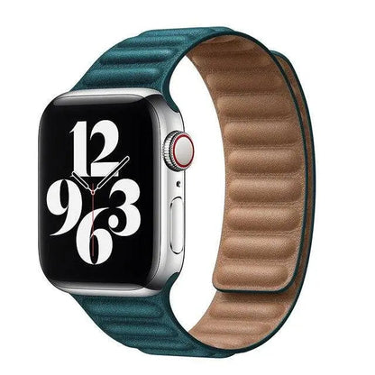 Leather Magnetic Loop Strap for Smart Watch – Adjustable Classic Band with Metal Clasp – Fits 38mm to 49mm Case Sizes