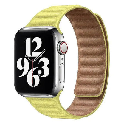 Leather Magnetic Loop Strap for Smart Watch – Adjustable Classic Band with Metal Clasp – Fits 38mm to 49mm Case Sizes