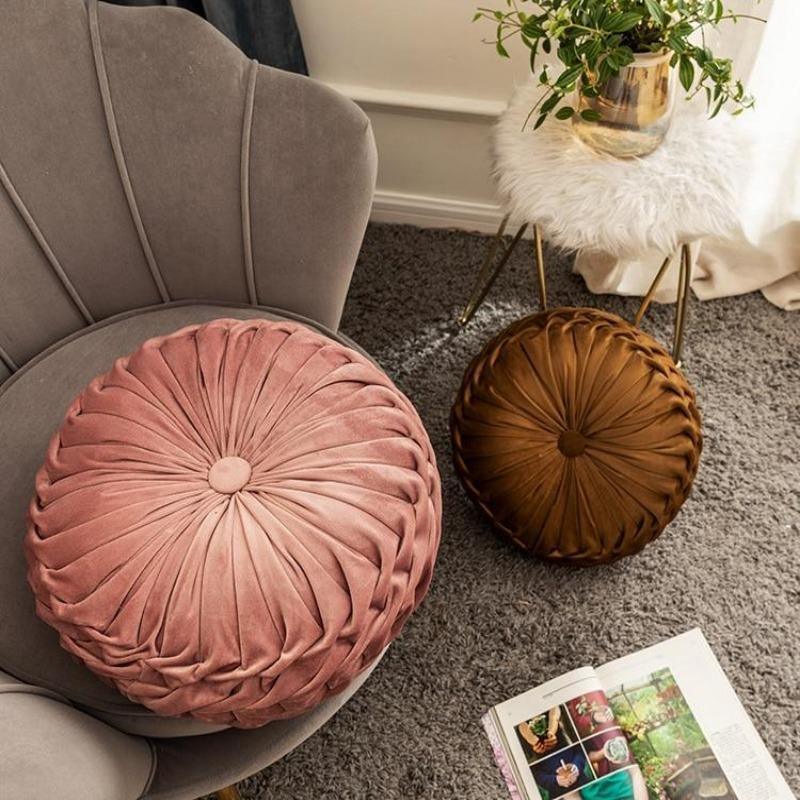 Plush Frill Circular Cushion Toss Pillow
