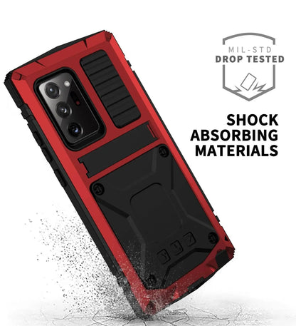 Heavy-Duty Aluminum Galaxy S21 Case with Tempered Glass Screen – Kickstand & 360° Drop Protection