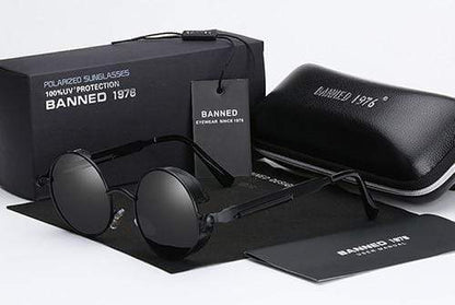 Round Polarized Sunglasses for Men — Steampunk Metal Frame with UV400 Protection | Vintage Circle Shades for Festivals & Everyday