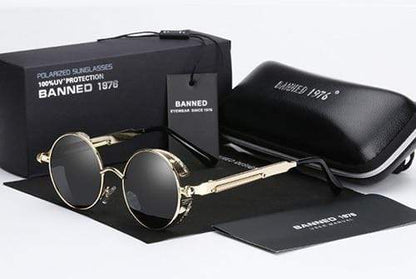 Round Polarized Steampunk Sunglasses for Men with UV400 Protection & Metal Frame | Retro Circle Shades with HD Lenses