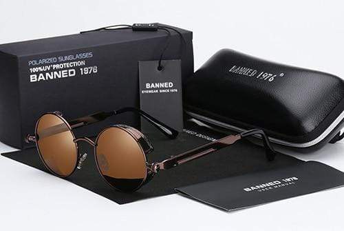 Round Polarized Steampunk Sunglasses for Men with UV400 Protection & Metal Frame | Retro Circle Shades with HD Lenses