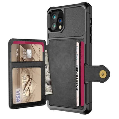 Folio Card Wallet Case with Leather-Look Texture for iPhone 12 Series – Fitted Edge Protection, Raised Camera Guard, Precise Button and