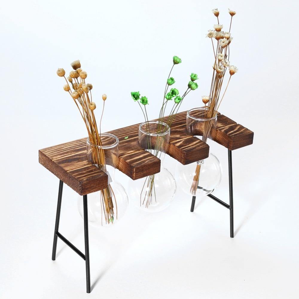 Flourish Propagation Vessel with Metal and Wooden Stand