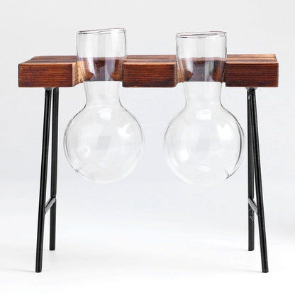 Flourish Propagation Vessel with Metal and Wooden Stand