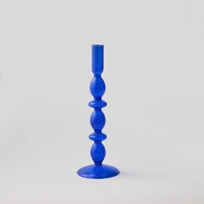 Azure Taper Glass Candle Holders