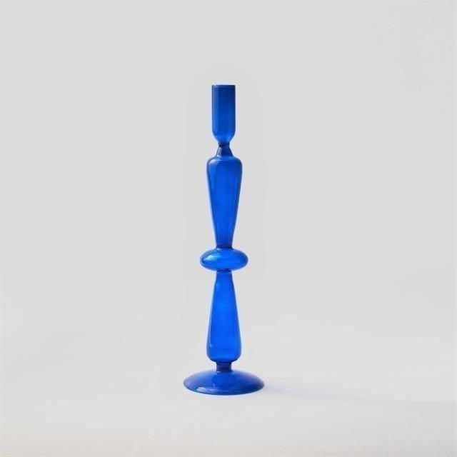 Azure Taper Glass Candle Holders