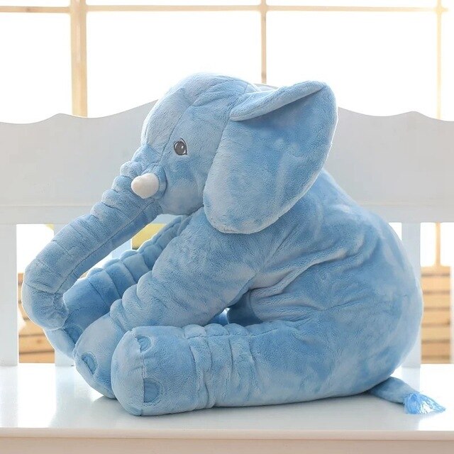 Jumbo Plush Elephant Pillow Buddy for Babies & Toddlers - Soft Cuddle Toy & Nursery Cushion in Gray, Blue, Pink, Yellow, Purple - Machine