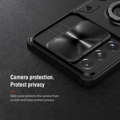 Aluminum Ring Stand Phone Case with Camera Guard for Samsung Galaxy S21, S21 Plus & S21 Ultra – Built-In Kickstand & Shockproof Frame