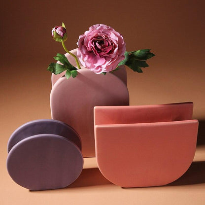 Rose & Lavender Geometric Ceramic Containers