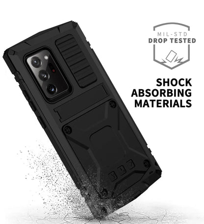 Heavy-Duty Aluminum Galaxy S21 Case with Tempered Glass Screen – Kickstand & 360° Drop Protection