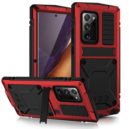 Heavy-Duty Aluminum Galaxy S21 Case with Tempered Glass Screen – Kickstand & 360° Drop Protection