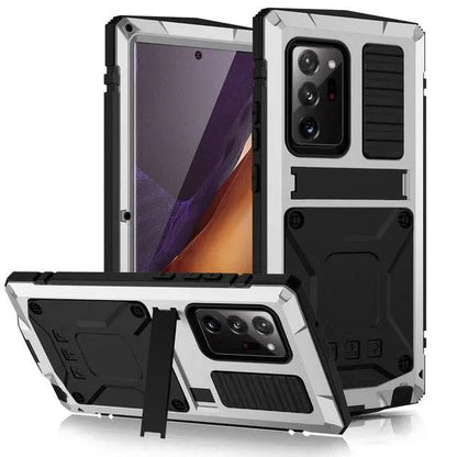 Heavy-Duty Aluminum Galaxy S21 Case with Tempered Glass Screen – Kickstand & 360° Drop Protection