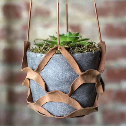 Plant Hanger made with Vegan Leather and Rope
