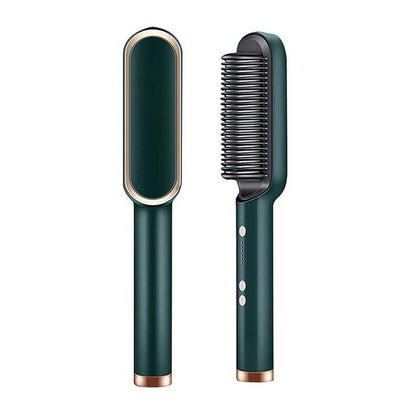 Heated Straightening Brush for Smooth Salon Hair at Home – Ionic Coating – 5 Heat Settings – Anti-Frizz Styling Comb