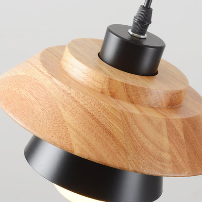 Modern Wood Pendant Light with Adjustable Cable in 5 Colors for Dining Room, Kitchen, Bedroom