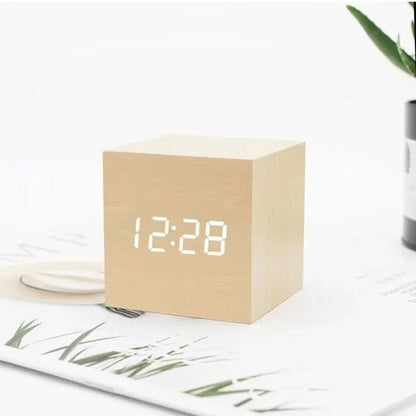 Sound-Activated Digital Alarm Clock with LED Display & Temperature Readout for Bedroom & Desk