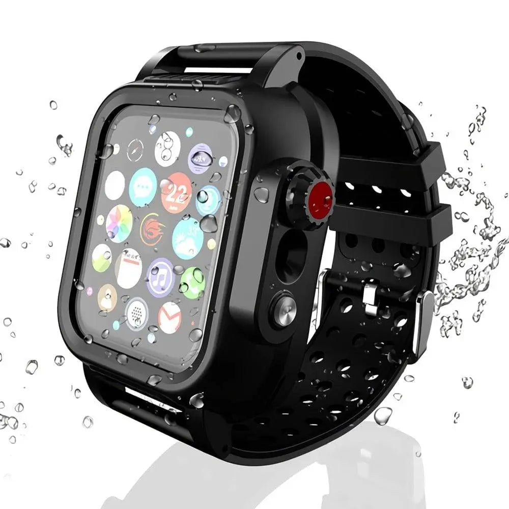 Protective Sport Band & Case Kit for Apple Watch 44mm & 42mm – Silicone Wristband with Snap-On Screen Bumper for Series 6/5/4/SE & Series