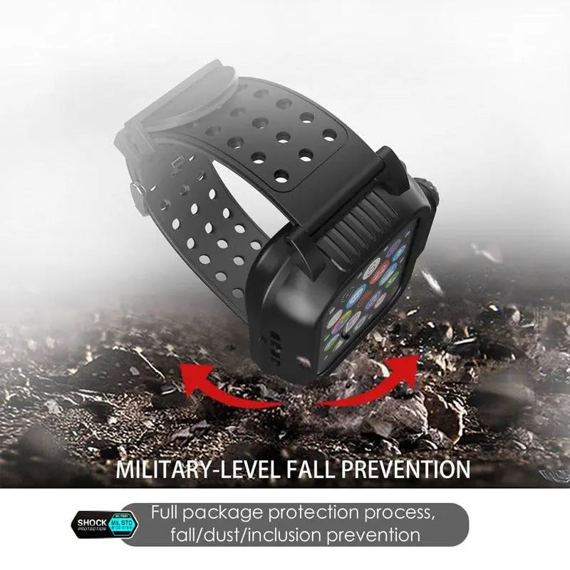 Protective Sport Band & Case Kit for Apple Watch 44mm & 42mm – Silicone Wristband with Snap-On Screen Bumper for Series 6/5/4/SE & Series