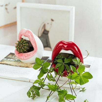 Smooch Lips Ceramic Planter