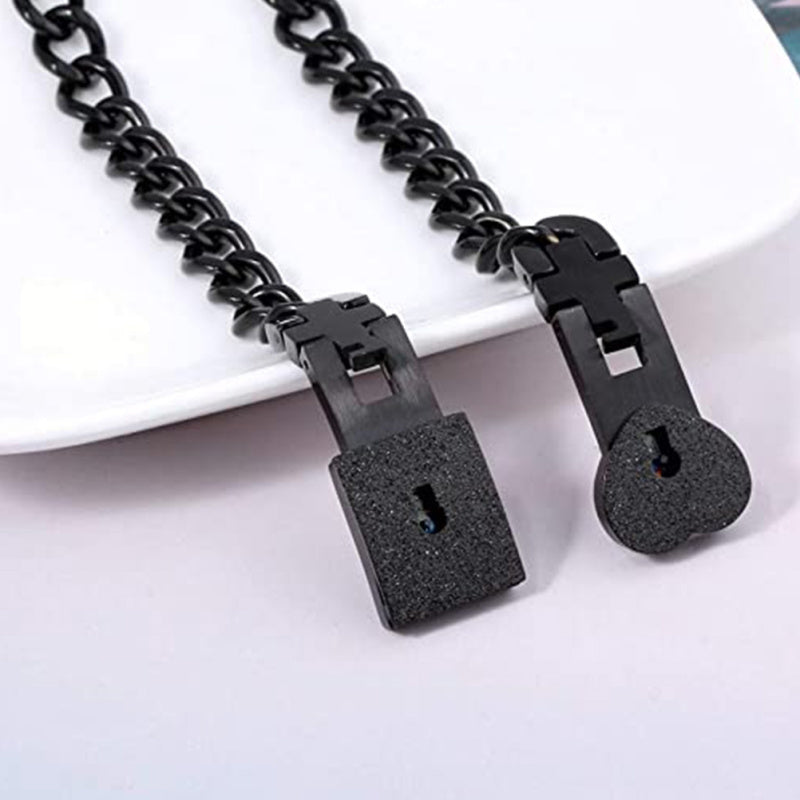 Couples Lock & Key Bracelet Set in Stainless Steel for Him & Her | Matching Jewelry Gift for Boyfriend Girlfriend Anniversary Valentine's Da
