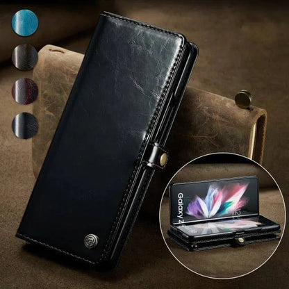 Folio Wallet Case for Samsung Galaxy Z Fold 3 – Genuine Leather Cover with Card Slots for Samsung Z Fold 3 5G – Full Protection Phone Pouch