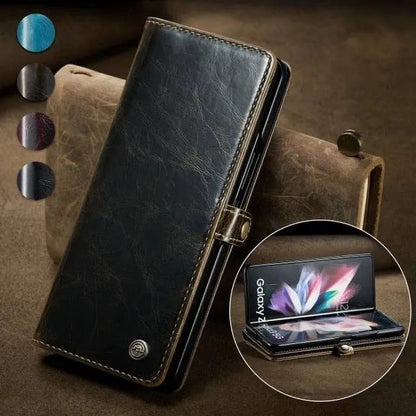 Folio Wallet Case for Samsung Galaxy Z Fold 3 – Genuine Leather Cover with Card Slots for Samsung Z Fold 3 5G – Full Protection Phone Pouch