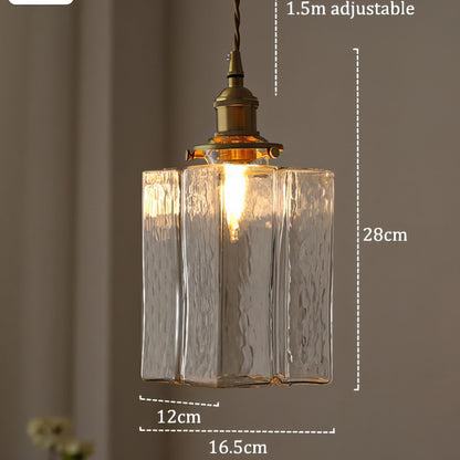Hanging Fixture with Clear Textured Glass Globe & Brass Socket – 10 in Shade for Dining Table or Kitchen – Warm Ambient Overhead Lighting