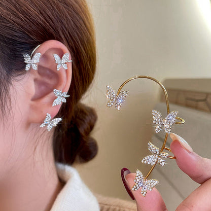 Non-Pierced Clip-On Earrings for Women Botanical Branch Design Cubic Zirconia Copper Fashion Jewelry Adjustable Fit Wedding Party Everyday W