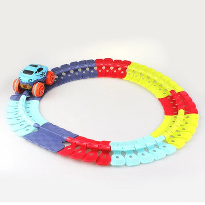 Magnetic Race Track Building Set with LED Car – Modular STEM Track Toy for Kids Ages 3+