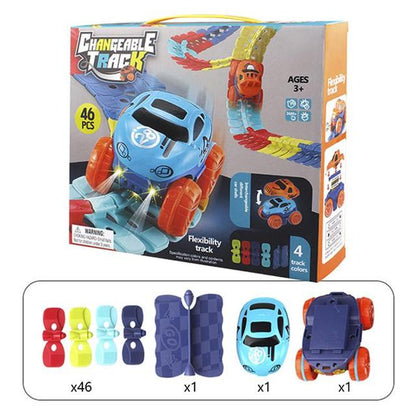 Flexible Magnetic Race Track Set with Glow-in-the-Dark Car – Build Your Own Raceway for Kids Ages 3+