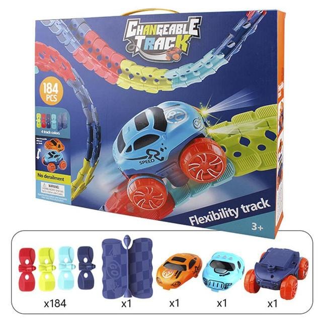 Flexible Magnetic Race Track Set with Glow-in-the-Dark Car – Build Your Own Raceway for Kids Ages 3+