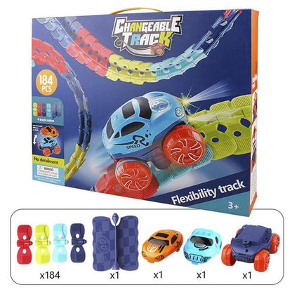 Magnetic Race Track Building Set with LED Car – Modular STEM Track Toy for Kids Ages 3+