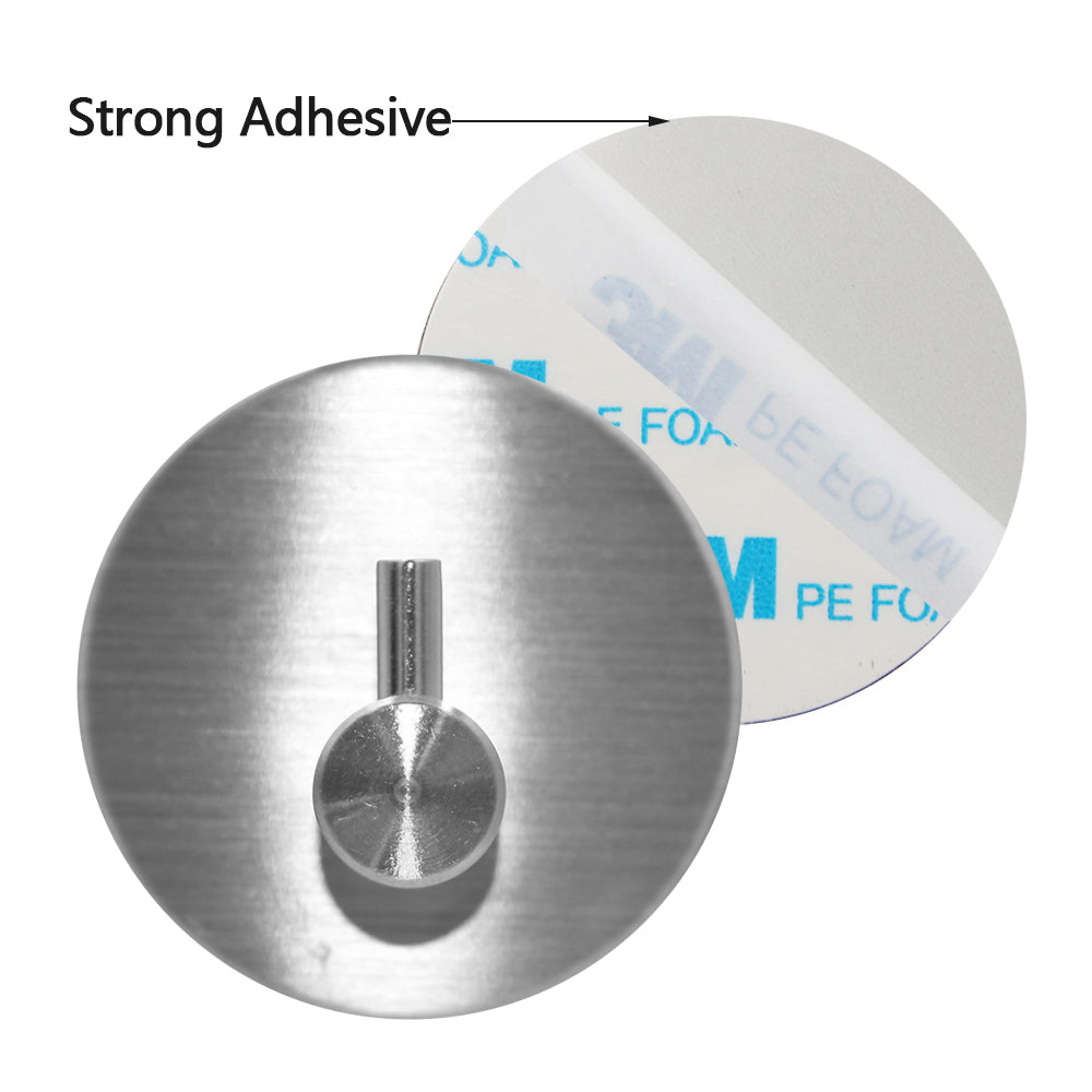 Adhesive Stainless Steel Coat Hook for Bathroom Kitchen Entryway | No-Drill Robe Towel Key Hanger for Apartments Rental Homes Dorms | Wall-M