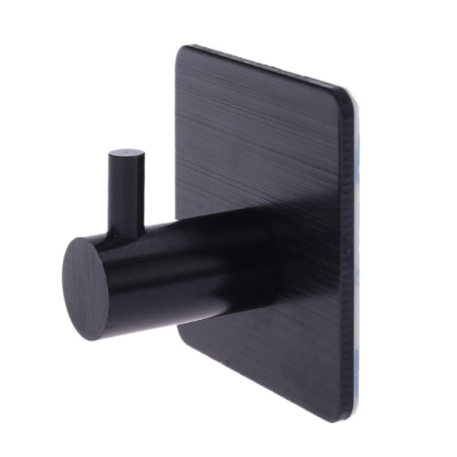Adhesive Stainless Steel Coat Hook for Bathroom Kitchen Entryway | No-Drill Robe Towel Key Hanger for Apartments Rental Homes Dorms | Wall-M