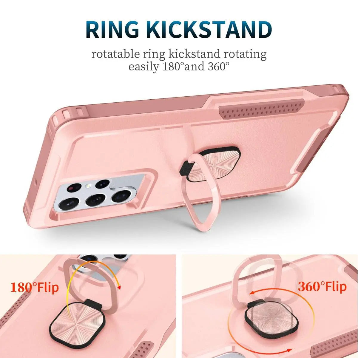 Rugged Armor Galaxy S22 Case with Kickstand – 360° Drop Protection, Shock-Absorbing Frame for S22, Plus & Ultra