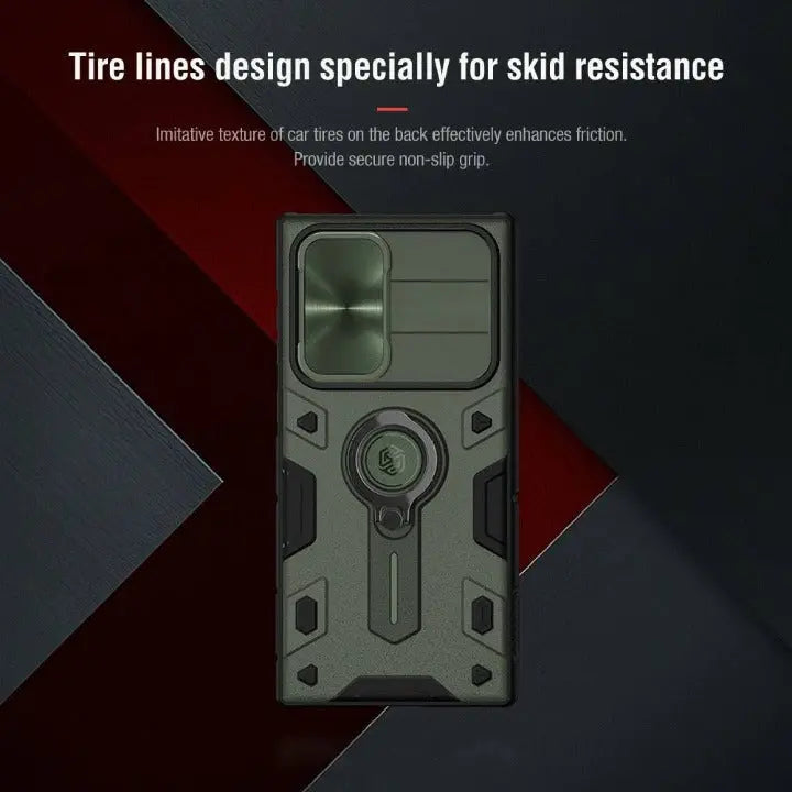 Aluminum Kickstand Phone Case with Camera Guard for Galaxy S22 Ultra – Wireless Charging Compatible