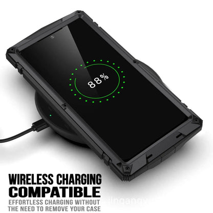 Metal Aluminum Phone Case with Kickstand & Glass Screen Protector for Galaxy S22 Series – Shockproof Full-Body Armor Shell
