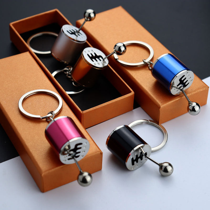 Metal Gear Shift Keychain with Moving Shifter for Car Enthusiasts | Manual Transmission Key Ring Accessory for Men & Women | Automotive Gift