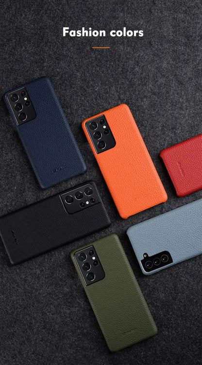 Leather Wallet Phone Case for Samsung Galaxy S22 Ultra S21 S20 Plus – Built-In Card Slots & Full Button Access