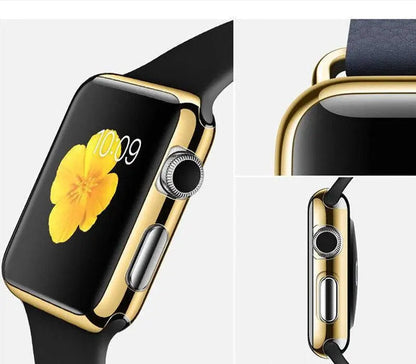 Snap-On Guard with Tempered Glass Screen Shield for Apple Watch Series 1-6 – 38mm, 40mm, 42mm, 44mm Full Body Protection Case