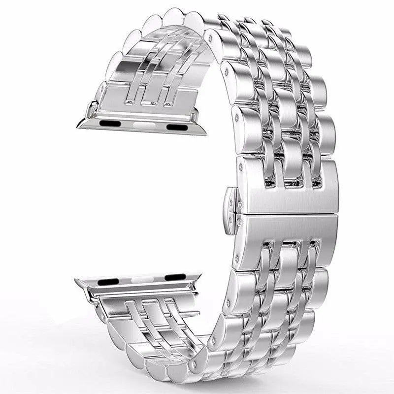 Premium Metal Three-Row Chain Watch Strap – 38mm–49mm Sizes, 4 Finishes – Compatible with Latest & Legacy Apple Watches