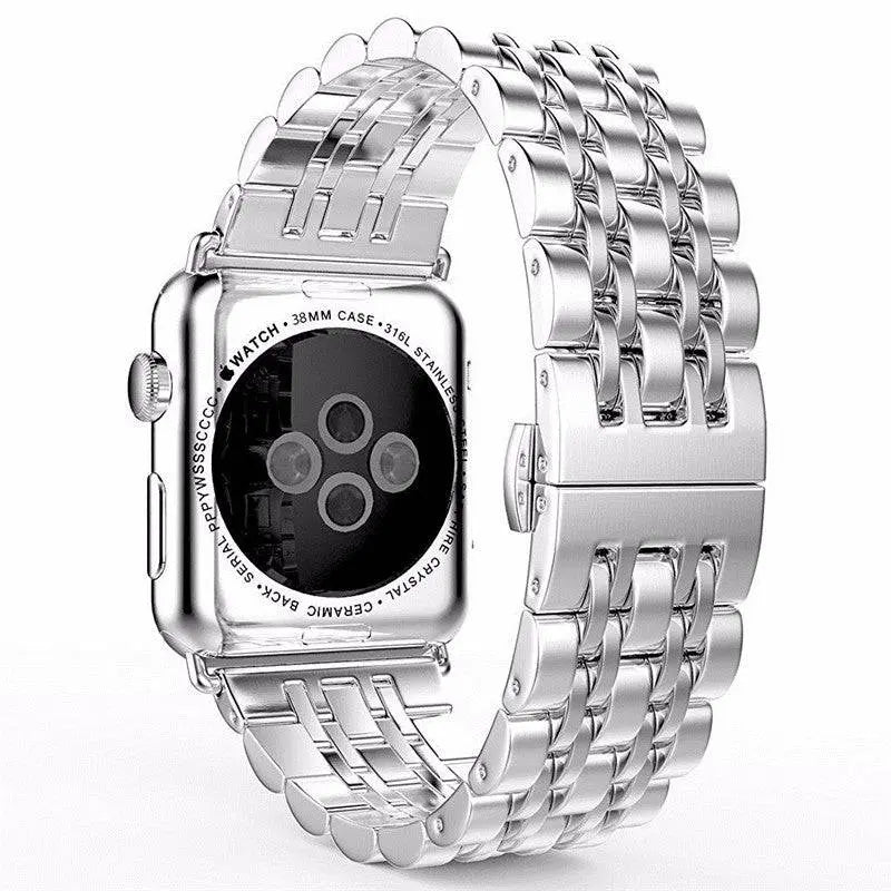 Premium Metal Three-Row Chain Watch Strap – 38mm–49mm Sizes, 4 Finishes – Compatible with Latest & Legacy Apple Watches