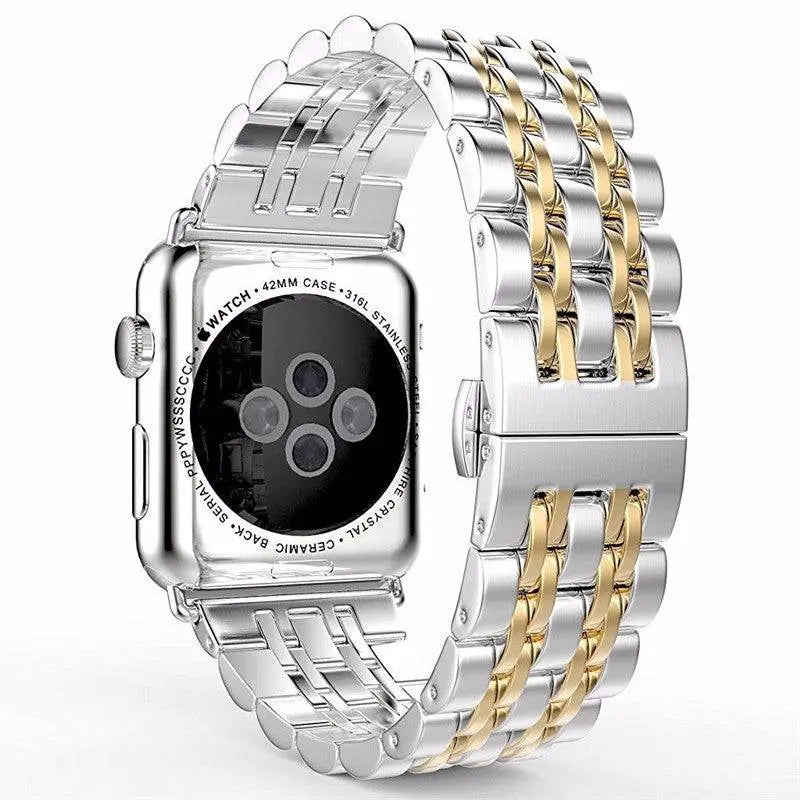 Premium Metal Three-Row Chain Watch Strap – 38mm–49mm Sizes, 4 Finishes – Compatible with Latest & Legacy Apple Watches