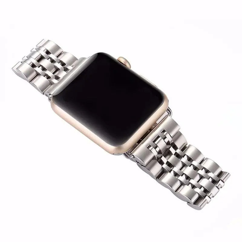 Premium Metal Three-Row Chain Watch Strap – 38mm–49mm Sizes, 4 Finishes – Compatible with Latest & Legacy Apple Watches