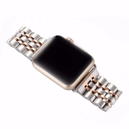 Premium Metal Three-Row Chain Watch Strap – 38mm–49mm Sizes, 4 Finishes – Compatible with Latest & Legacy Apple Watches