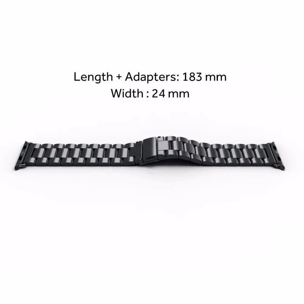 Precision Stainless Steel Link Bracelet for Apple Watch – 38mm to 49mm Connector Fit – Adjustable Wrist Band with Butterfly Clasp for